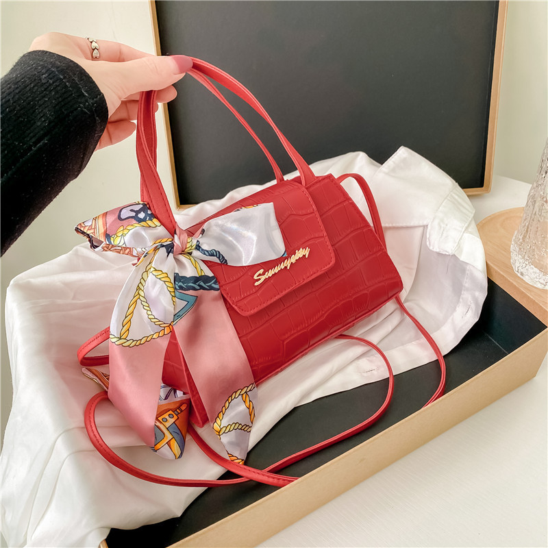 Silk Scarf Fashion Messenger Bag Lady Handbags Stone Pattern Portable Shoulder Bag Kelly Bag Cross-Border Wholesale