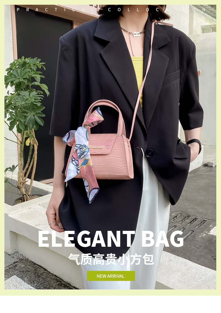 Silk Scarf Fashion Messenger Bag Lady Handbags Stone Pattern Portable Shoulder Bag Kelly Bag Cross-Border Wholesale Silk Scarf Fashion Messenger Bag Lady Handbags Stone Pattern Portable Shoulder Bag Kelly Bag Cross-Border Wholesale