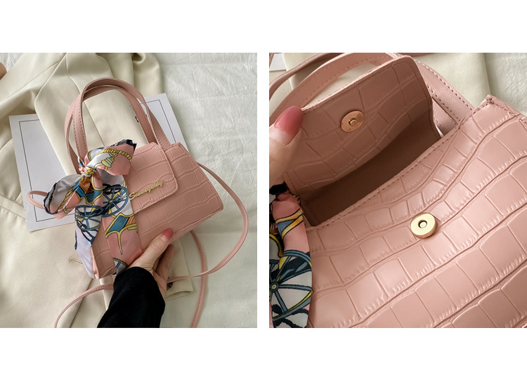Silk Scarf Fashion Messenger Bag Lady Handbags Stone Pattern Portable Shoulder Bag Kelly Bag Cross-Border Wholesale Silk Scarf Fashion Messenger Bag Lady Handbags Stone Pattern Portable Shoulder Bag Kelly Bag Cross-Border Wholesale
