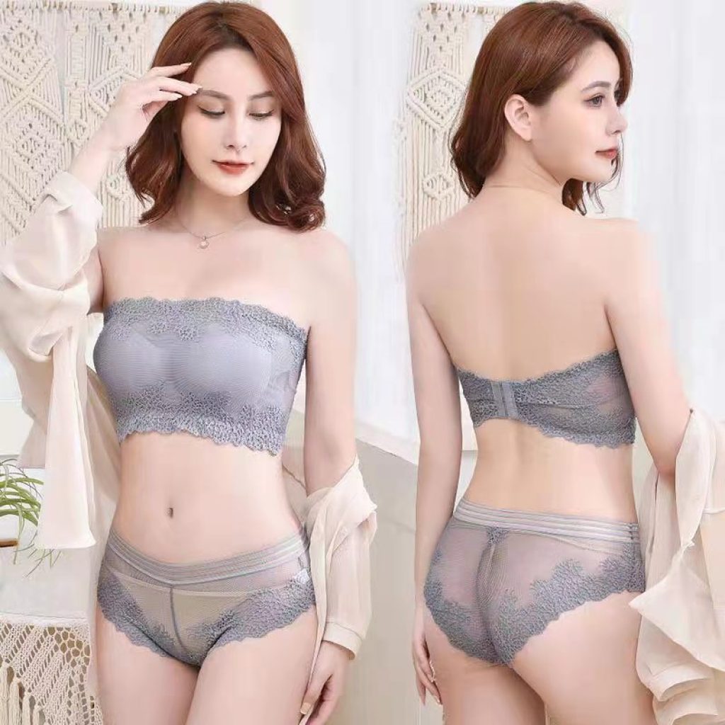 Sexy Lace Strapless Tube Top Non-Slip Girl's Underwear Small Chest Push up Wireless Beauty Back Strapless Bra Set Sexy Lace Strapless Tube Top Non-Slip Girl's Underwear Small Chest Push up Wireless Beauty Back Strapless Bra Set