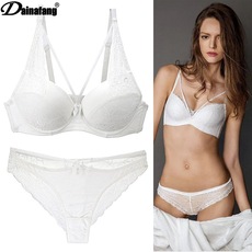 2021 New Large Size Back Shaping Bra Set Printed Sexy Women Lace French Underwear Suit Cross-Border Hot