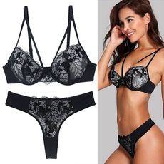 2021 New Large Size Back Shaping Bra Set Printed Sexy Women Lace French Underwear Suit Cross-Border Hot