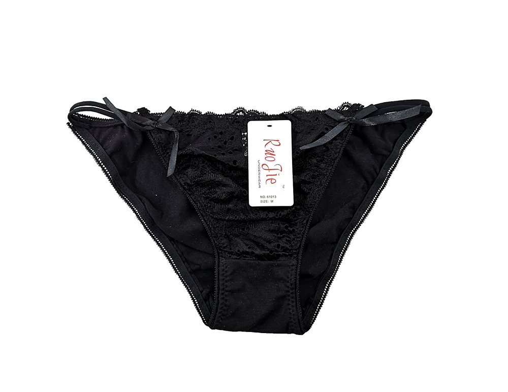 Lace sexy lingerie g-string bow ladies triangle underwear spot bra set