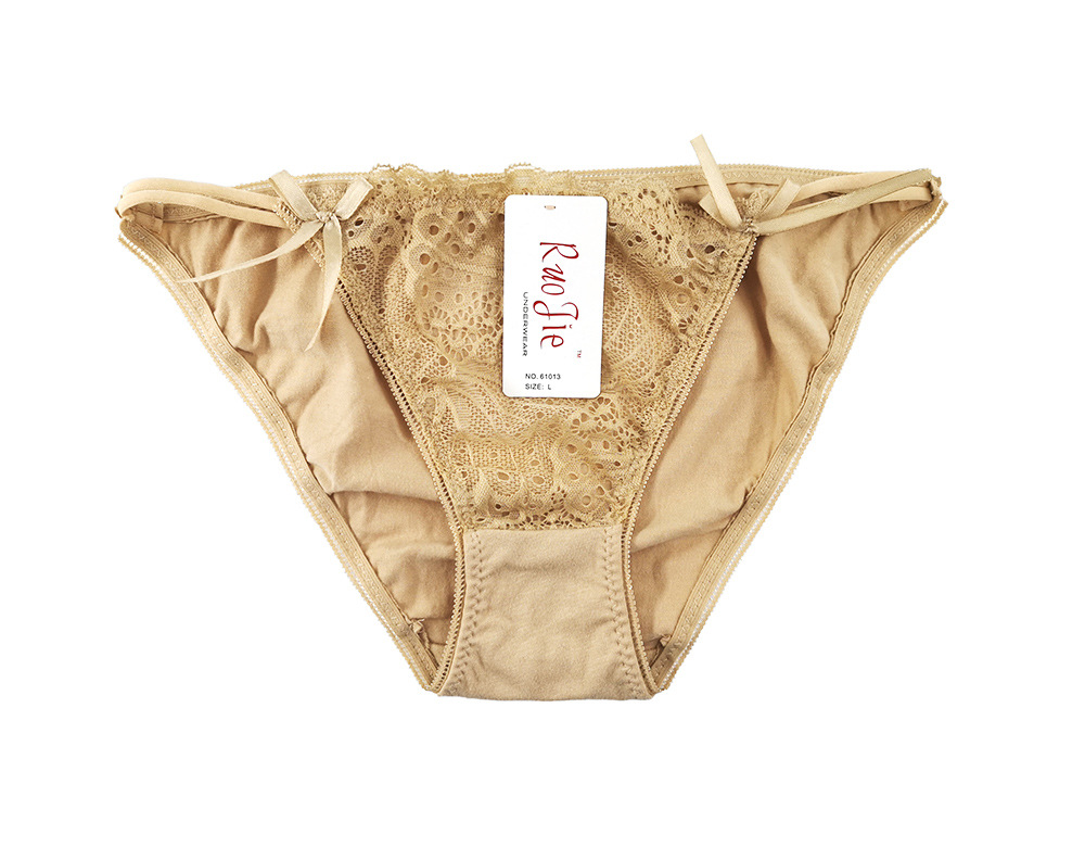 Lace sexy lingerie g-string bow ladies triangle underwear spot bra set