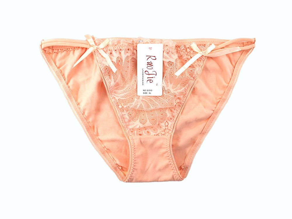 Lace sexy lingerie g-string bow ladies triangle underwear spot bra set
