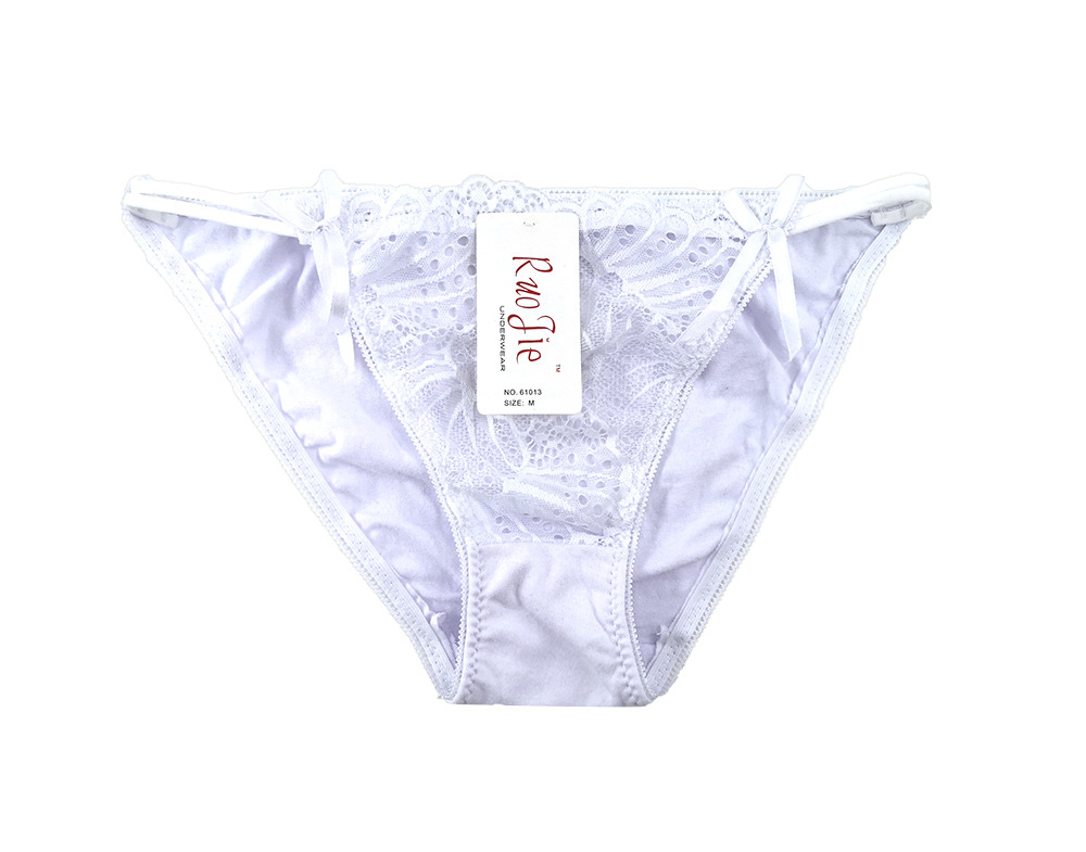 Lace sexy lingerie g-string bow ladies triangle underwear spot bra set