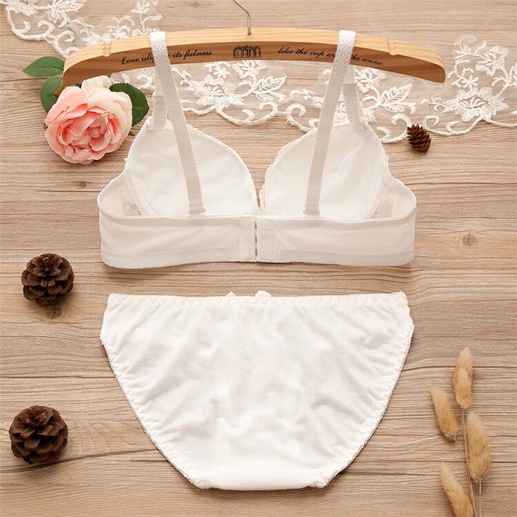 Lace girl bra set without underwire adjust gather sexy girl student underwear wholesale