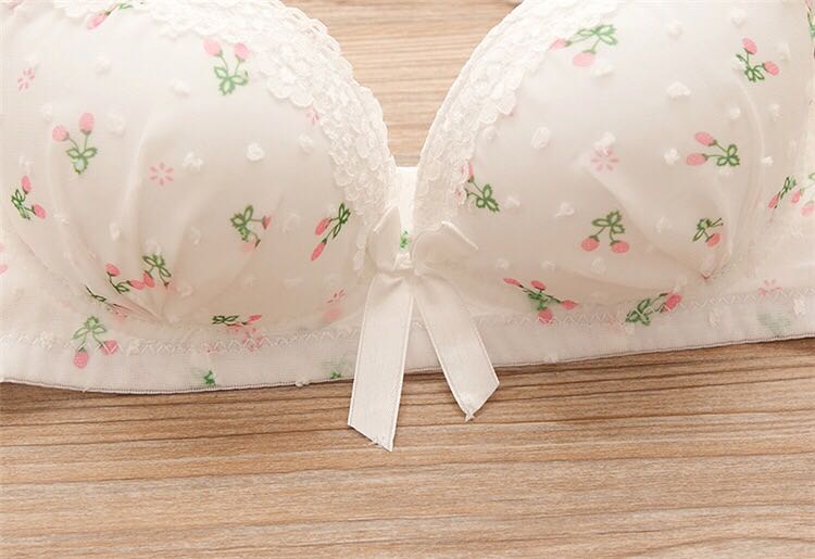 Lace girl bra set without underwire adjust gather sexy girl student underwear wholesale