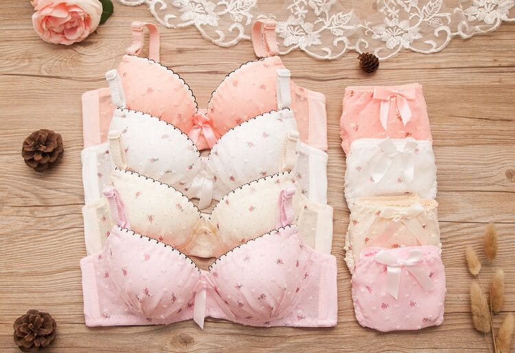 Floral Manufacturers direct dot floral girl bra set pure cotton lace student girl underwear a generation Floral Manufacturers direct dot floral girl bra set pure cotton lace student girl underwear a generation