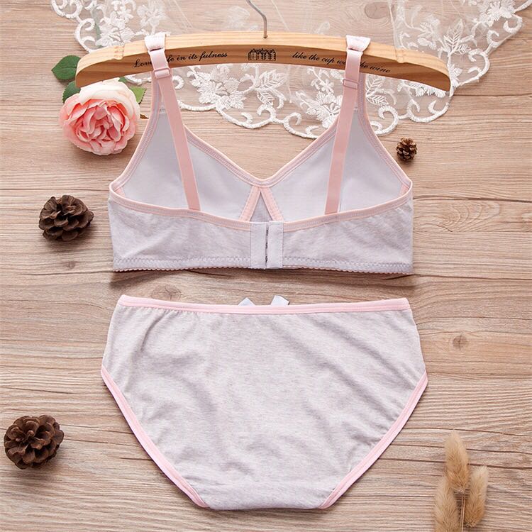 Sexy thin model cup girls bra without underwire cute pure cotton high school students underwear small bra set Sexy thin model cup girls bra without underwire cute pure cotton high school students underwear small bra set