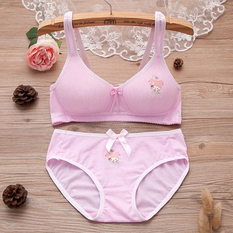 Sexy thin model cup girls bra without underwire cute pure cotton high school students underwear small bra set Sexy thin model cup girls bra without underwire cute pure cotton high school students underwear small bra set