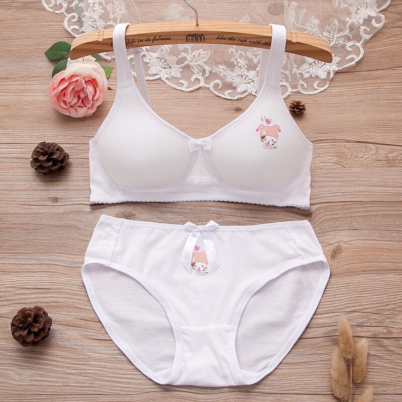 Sexy thin model cup girls bra without underwire cute pure cotton high school students underwear small bra set Sexy thin model cup girls bra without underwire cute pure cotton high school students underwear small bra set