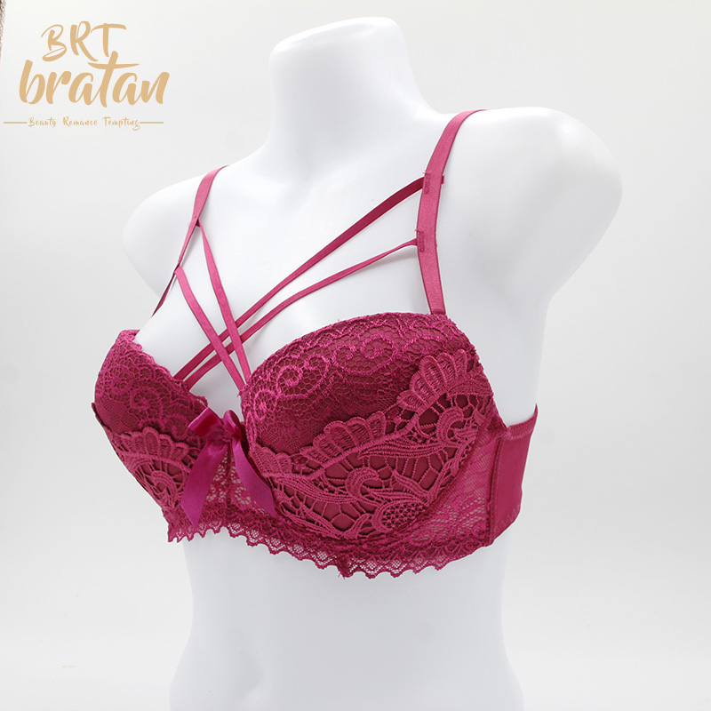 Aolijia Embroidery luxury elegant sexy bra set with cross-strap high-end bra set for lady