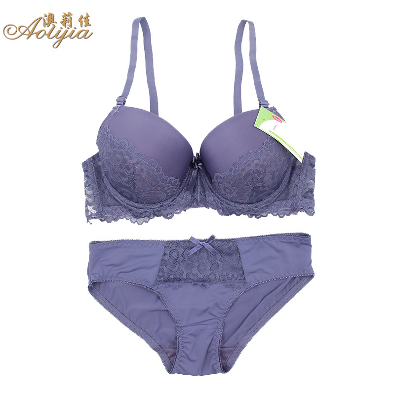 Aolijia high-end lace design nylon high stretch European and American foreign trade bra set spot order