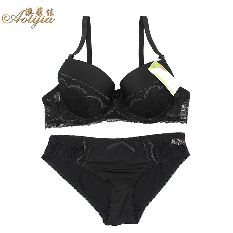 Aolijia high-end lace design nylon high stretch European and American foreign trade bra set spot order