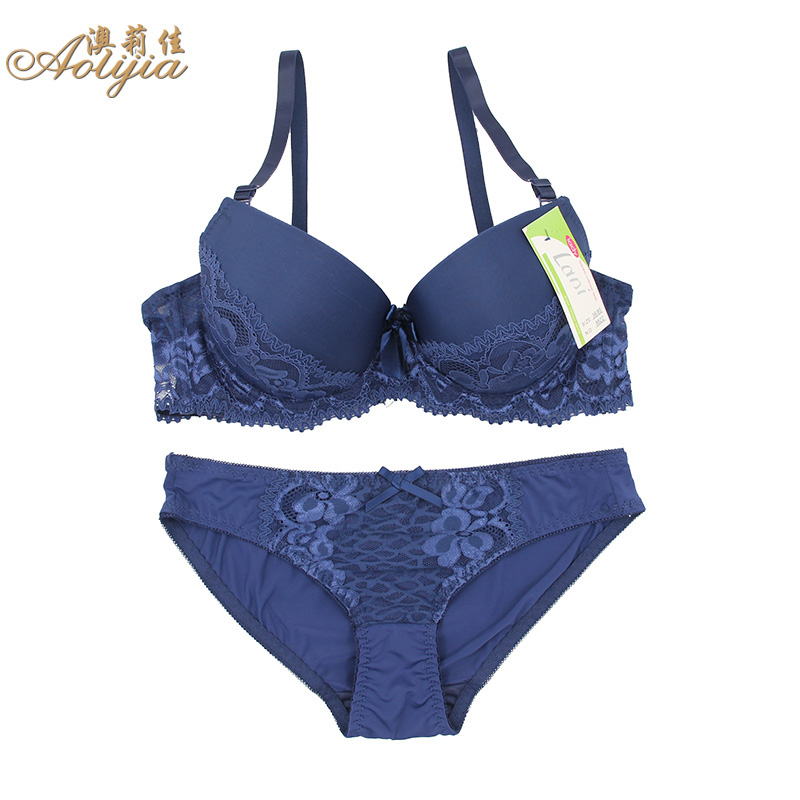 Aolijia high-end lace design nylon high stretch European and American foreign trade bra set spot order