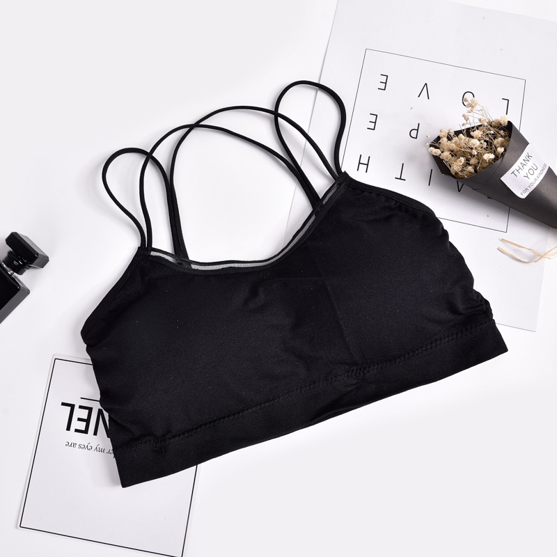 Cross-Border Double Cross Spaghetti Straps Chest Wrap Beautiful Back Girl Student Seamless Bra Female Wireless Vest Growth Period Underwear