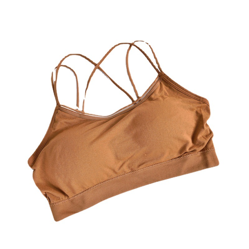Cross-Border Double Cross Spaghetti Straps Chest Wrap Beautiful Back Girl Student Seamless Bra Female Wireless Vest Growth Period Underwear