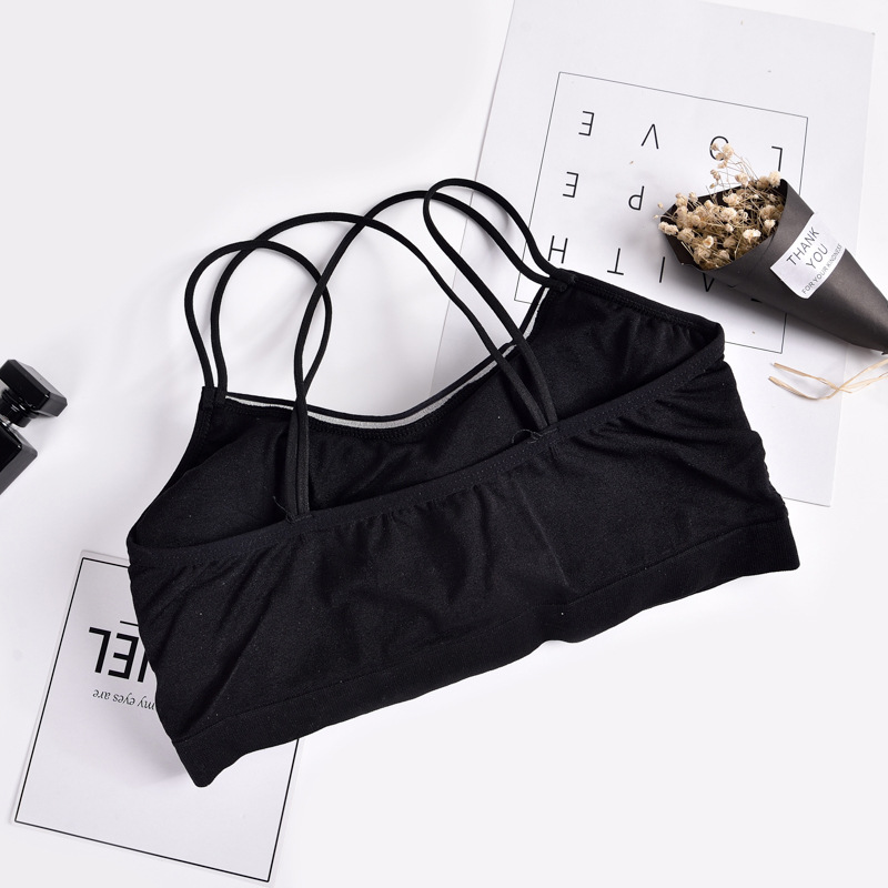 Cross-Border Double Cross Spaghetti Straps Chest Wrap Beautiful Back Girl Student Seamless Bra Female Wireless Vest Growth Period Underwear