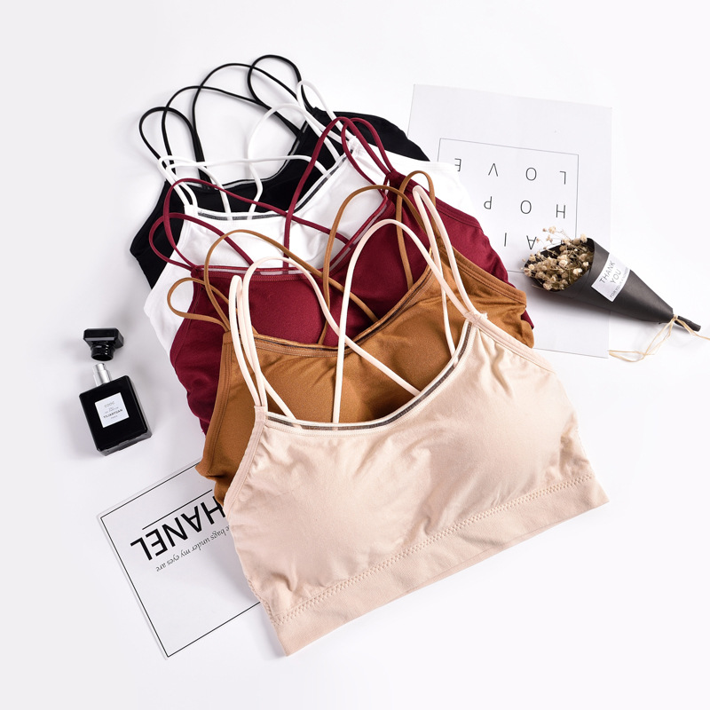 Cross-Border Double Cross Spaghetti Straps Chest Wrap Beautiful Back Girl Student Seamless Bra Female Wireless Vest Growth Period Underwear