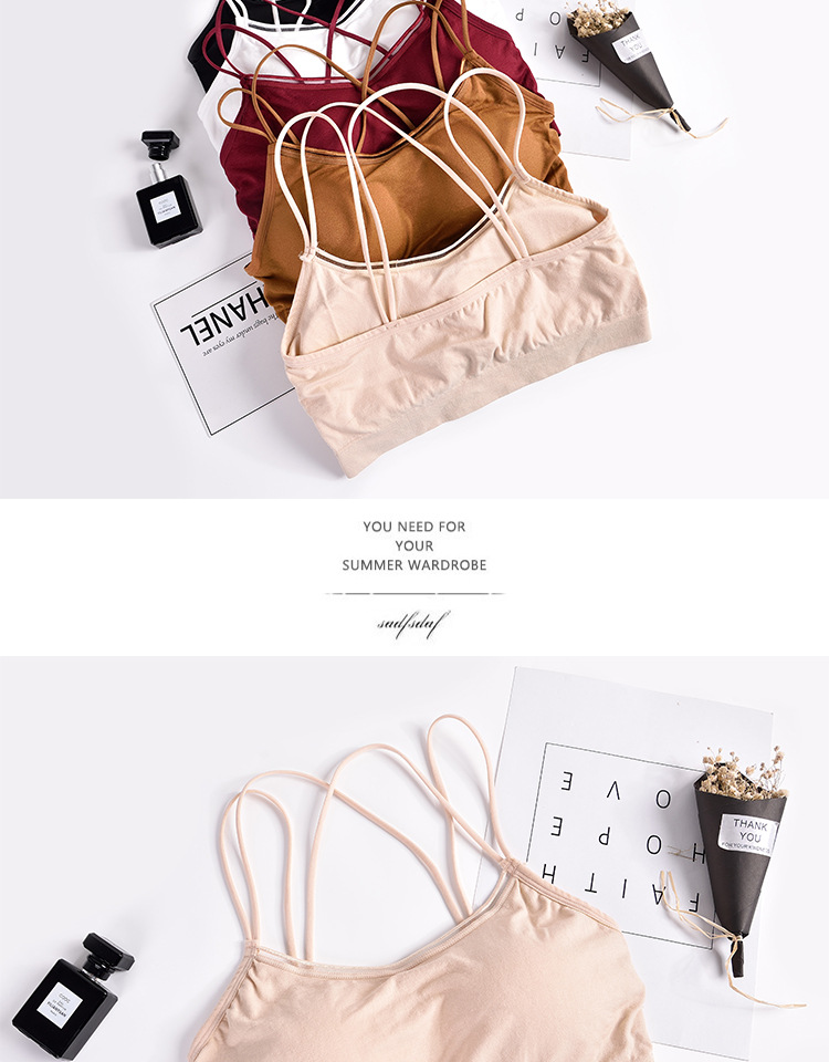 Cross-Border Double Cross Spaghetti Straps Chest Wrap Beautiful Back Girl Student Seamless Bra Female Wireless Vest Growth Period Underwear Cross-Border Double Cross Spaghetti Straps Chest Wrap Beautiful Back Girl Student Seamless Bra Female Wireless Vest Growth Period Underwear