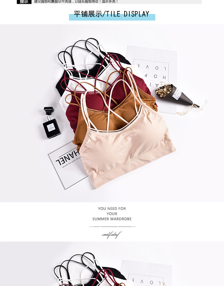 Cross-Border Double Cross Spaghetti Straps Chest Wrap Beautiful Back Girl Student Seamless Bra Female Wireless Vest Growth Period Underwear Cross-Border Double Cross Spaghetti Straps Chest Wrap Beautiful Back Girl Student Seamless Bra Female Wireless Vest Growth Period Underwear