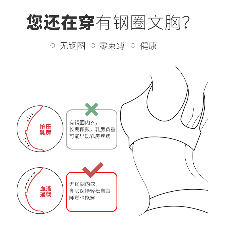 Middle and old age bras with Buttonless underwire on the back and comfortable mother underwear thin Seamless bra sleeping bra