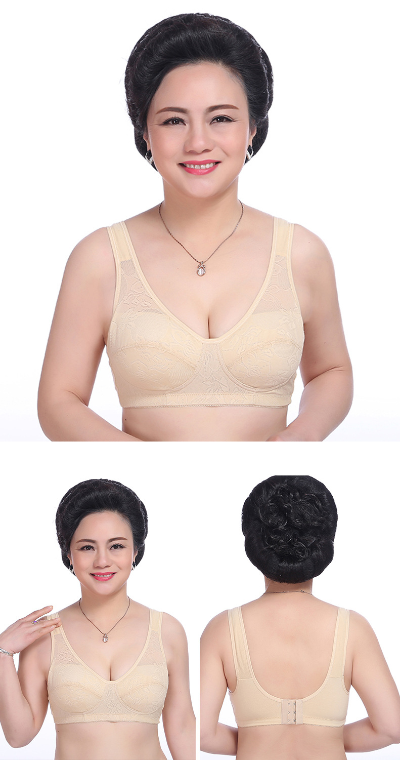 Middle and old age bras with Buttonless underwire on the back and comfortable mother underwear thin Seamless bra sleeping bra