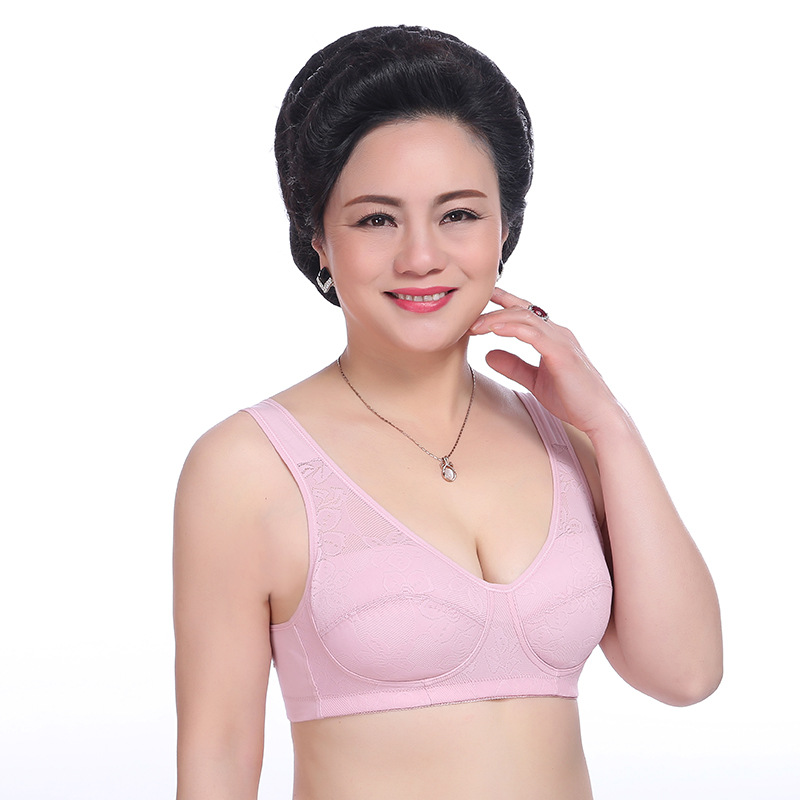 Middle and old age bras with Buttonless underwire on the back and comfortable mother underwear thin Seamless bra sleeping bra