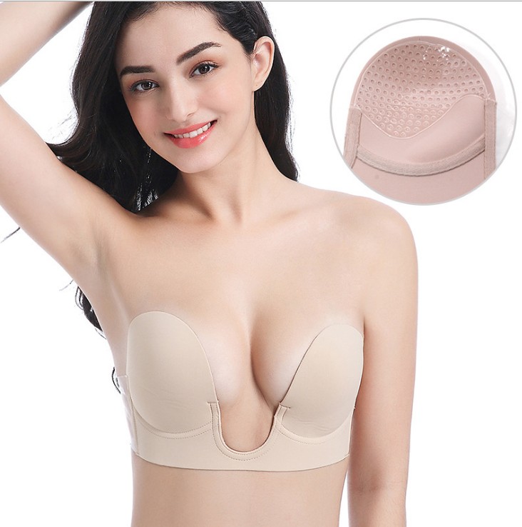 Europe and the United States sell a piece of sexy u-shaped underwear with steel ring gathered silicone seamless bra