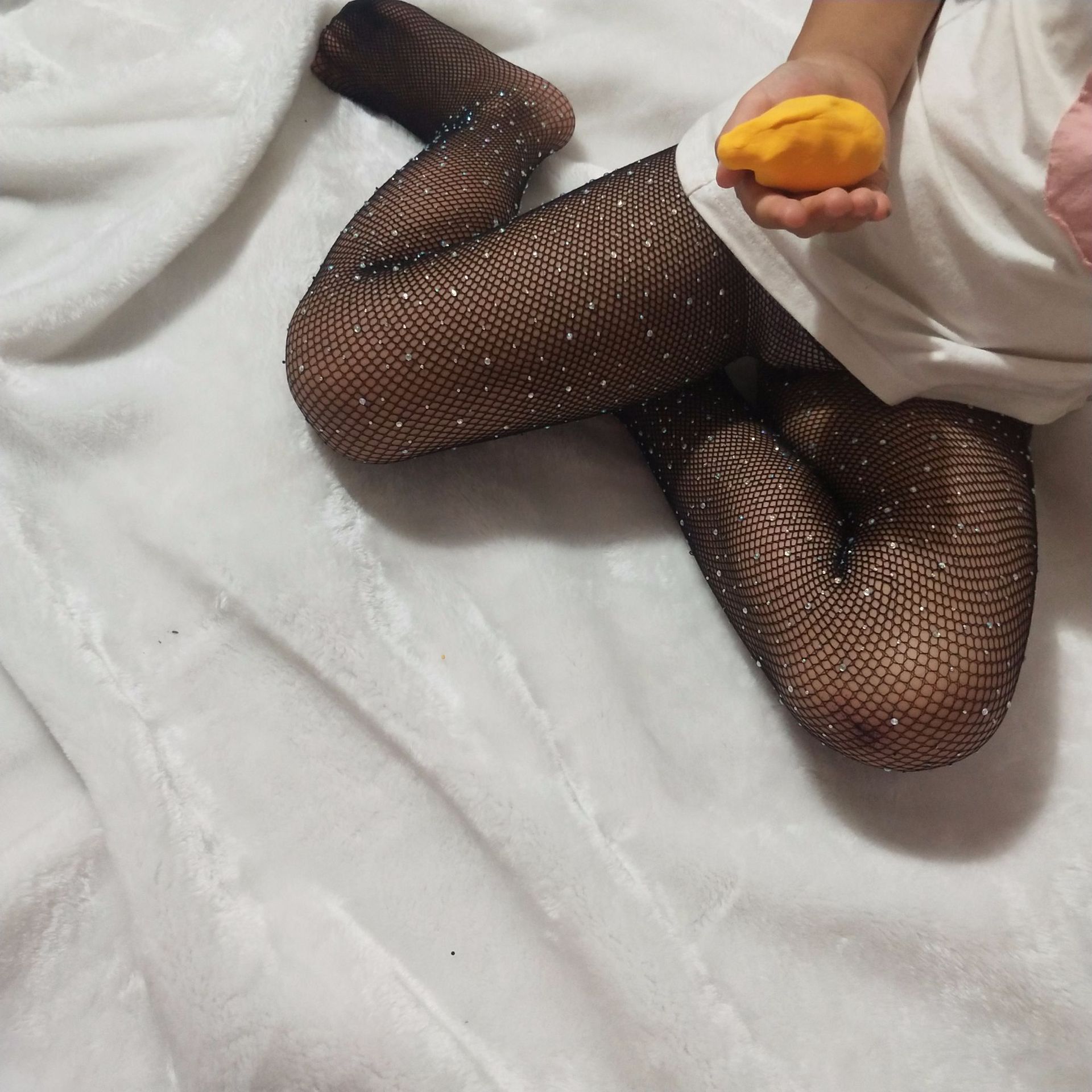Kid's Socks Hot Drilling Fishnet Stockings Fashion with Diamond Stockings Hollow Stockings