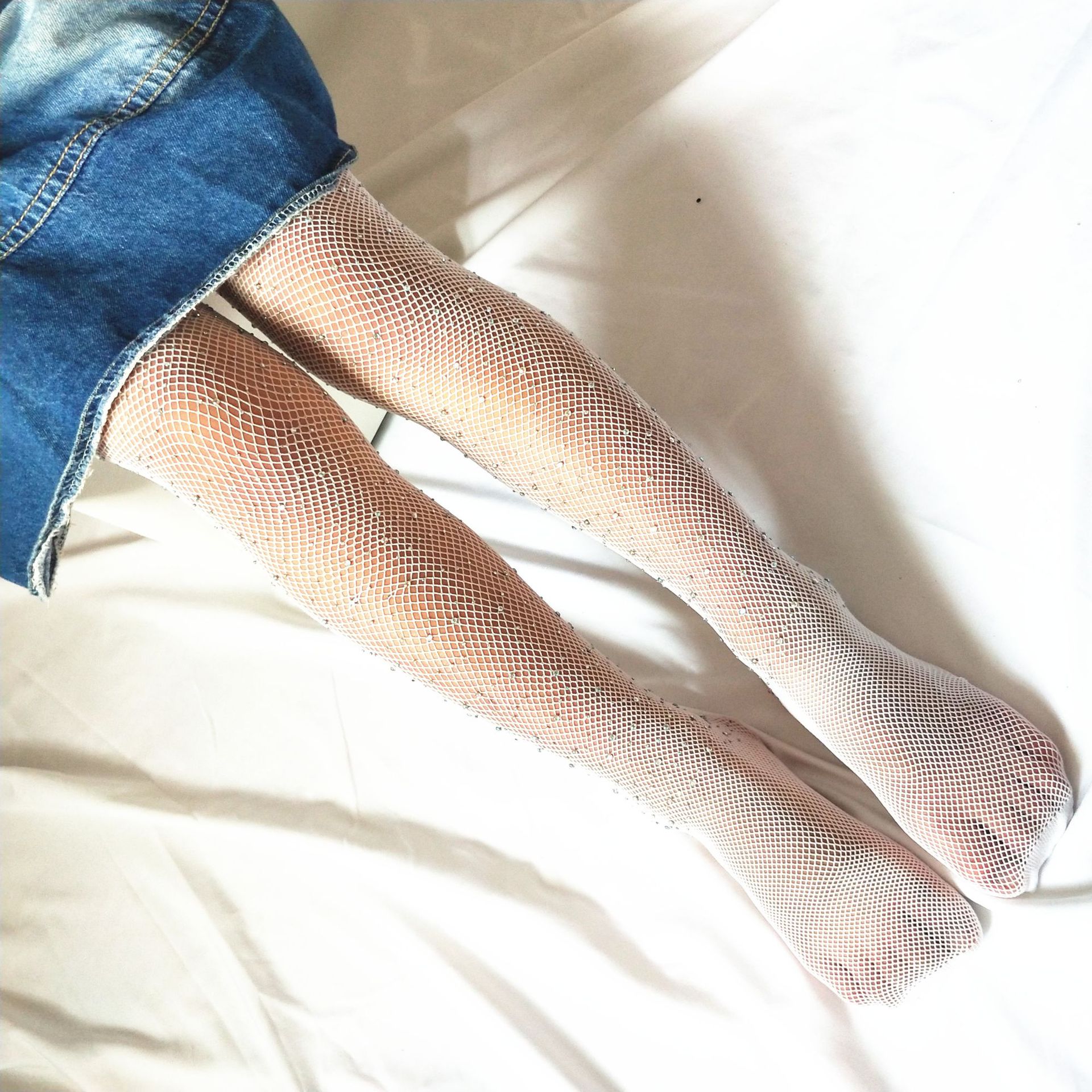 Kid's Socks Hot Drilling Fishnet Stockings Fashion with Diamond Stockings Hollow Stockings