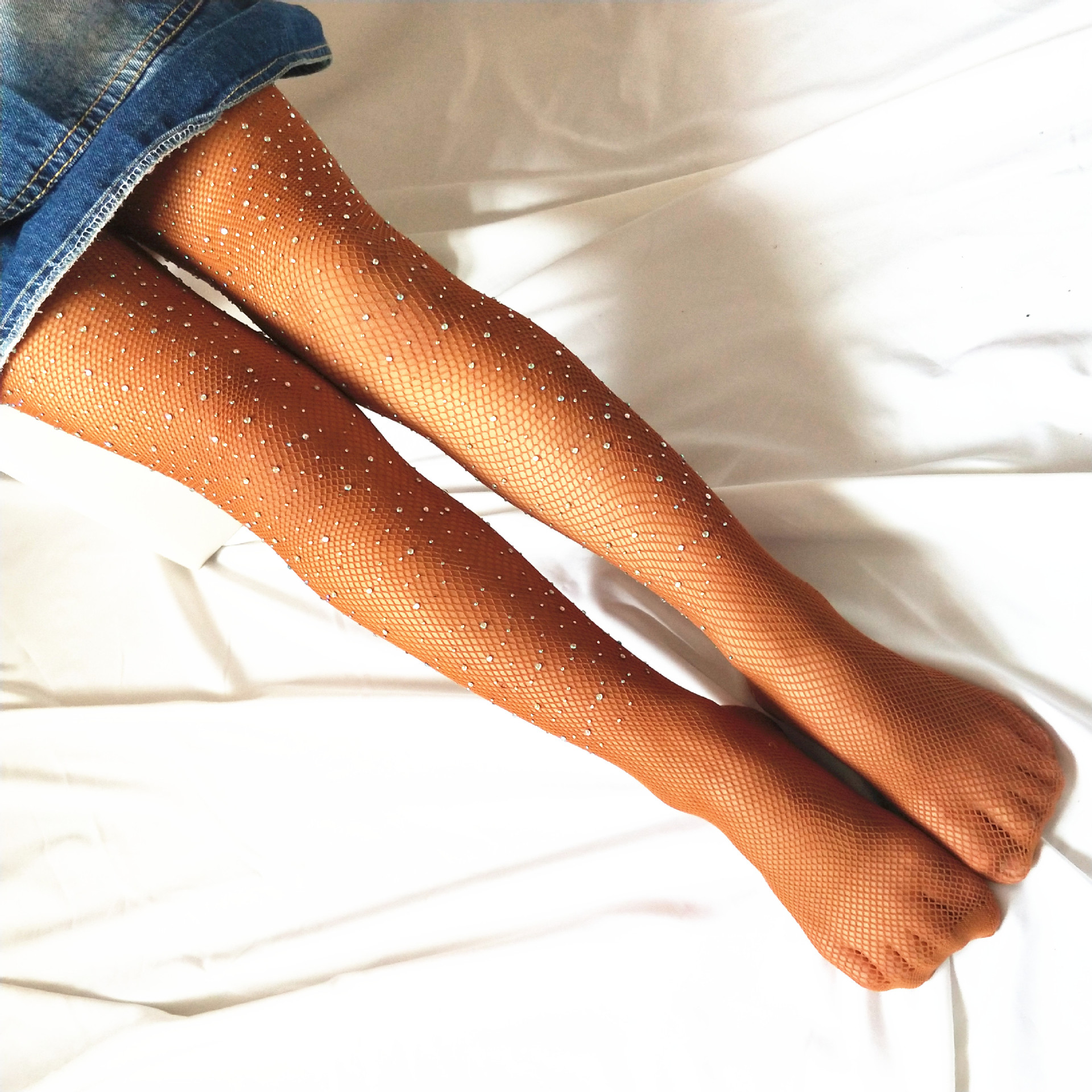 Kid's Socks Hot Drilling Fishnet Stockings Fashion with Diamond Stockings Hollow Stockings