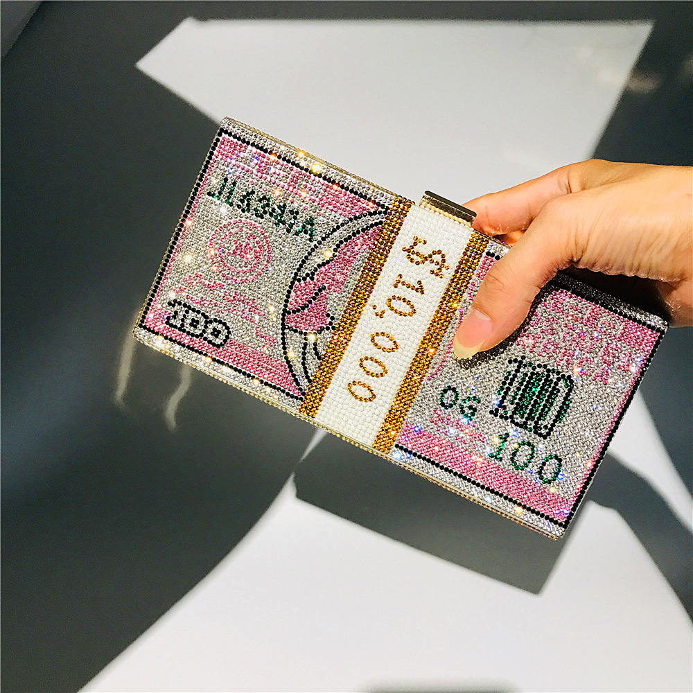 Hengmei New Style Hot Drilling Dollar Handbag Dress Evening Bag Women's Handbag Crystal Dollar Bag Clutch Bag Hengmei New Style Hot Drilling Dollar Handbag Dress Evening Bag Women's Handbag Crystal Dollar Bag Clutch Bag