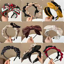 Wide Brim Hair Band Korean Style Internet Celebrity Cross Lace Retro Simple Ins Adult Hair fabric heat press Wide Brim Hair Band Korean Style Internet Celebrity Cross Lace Retro Simple Ins Adult Hair fabric heat press