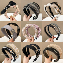 Wide Brim Hair Band Korean Style Internet Celebrity Cross Lace Retro Simple Ins Adult Hair fabric heat press Wide Brim Hair Band Korean Style Internet Celebrity Cross Lace Retro Simple Ins Adult Hair fabric heat press