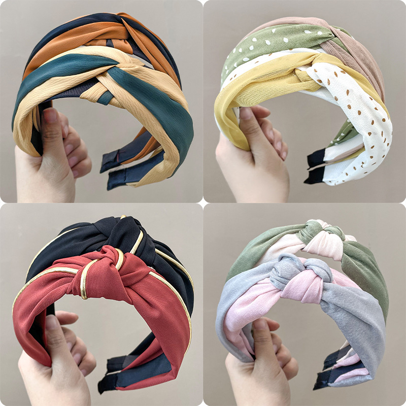 Wide Brim Hair Band Korean Style Internet Celebrity Cross Lace Retro Simple Ins Adult Hair fabric heat press Wide Brim Hair Band Korean Style Internet Celebrity Cross Lace Retro Simple Ins Adult Hair fabric heat press