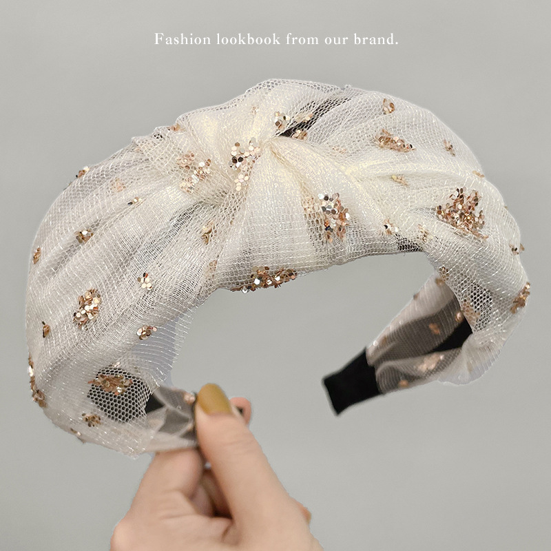 Wide Brim Hair Band Korean Style Internet Celebrity Cross Lace Retro Simple Ins Adult Hair fabric heat press Wide Brim Hair Band Korean Style Internet Celebrity Cross Lace Retro Simple Ins Adult Hair fabric heat press