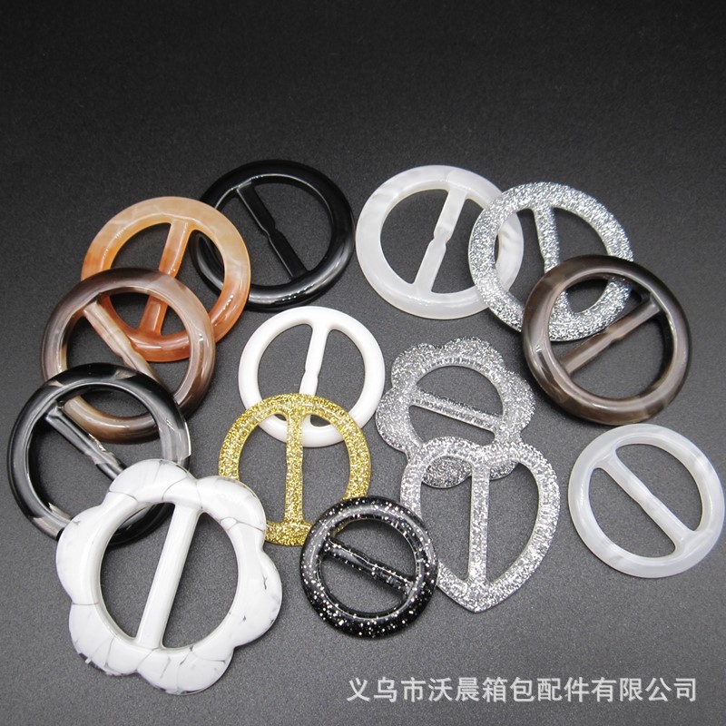Supply Coat Resin Belt Buckle round Three-Gear Japanese Buckle Silk Scarf Knotted Button T-shirt Corner Knotted Retaining Ring