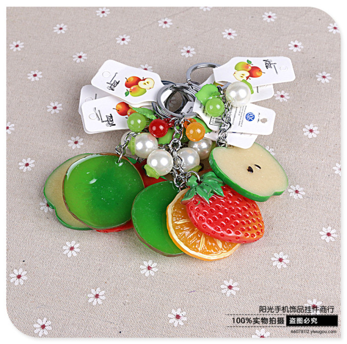 Resin big jelly jelly small jelly key buckle creative gift simulation fruit bag key pendant