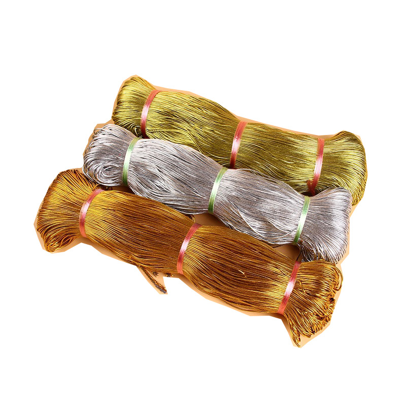 Customized 8 Core round Gold Wire Cotton Yarn Dacron Ropes DIY Luggage Tag Golden Rope Decorative Gift Golden Rope