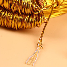 Customized 8 Core round Gold Wire Cotton Yarn Dacron Ropes DIY Luggage Tag Golden Rope Decorative Gift Golden Rope