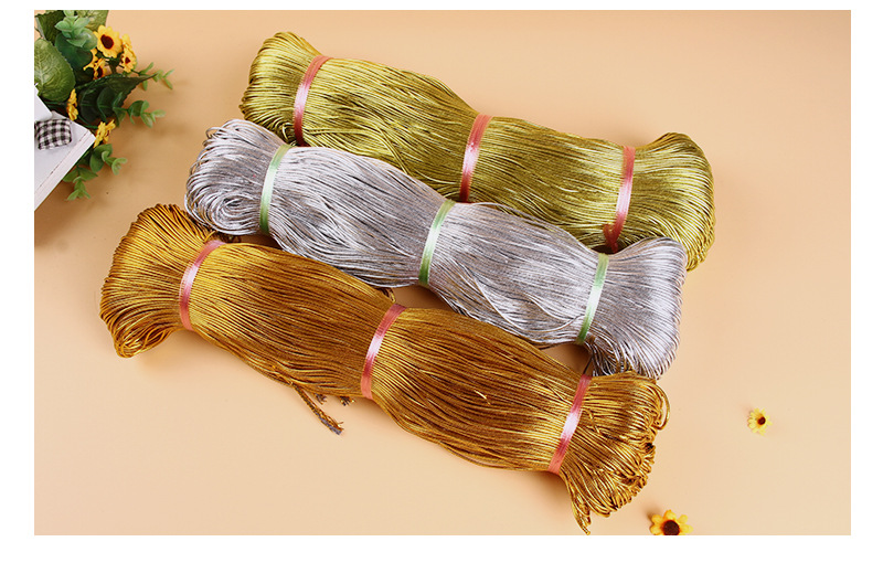 Customized 8 Core round Gold Wire Cotton Yarn Dacron Ropes DIY Luggage Tag Golden Rope Decorative Gift Golden Rope