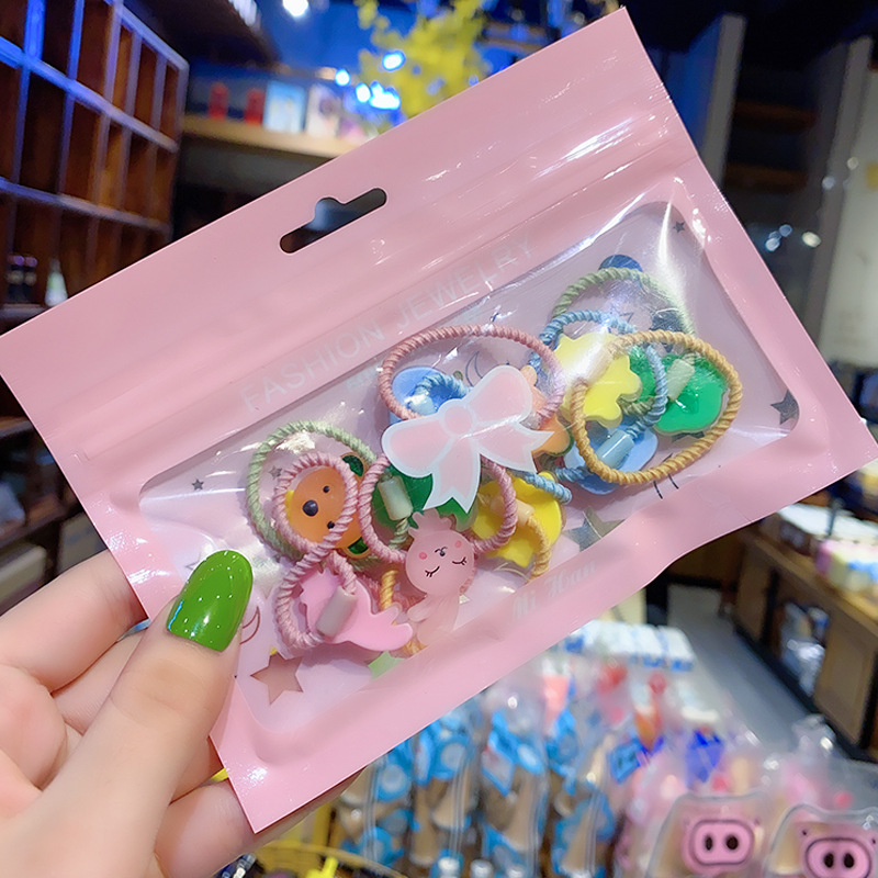 Korean Children&#039;s Flower 10 Hair Ropes Hair Rope Set Baby Hair Tie Small Rubber Band Hair Accessories Girl Princess Cartoon