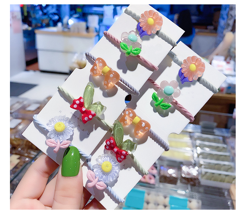 Korean Children's Flower 10 Hair Ropes Hair Rope Set Baby Hair Tie Small Rubber Band Hair Accessories Girl Princess Cartoon