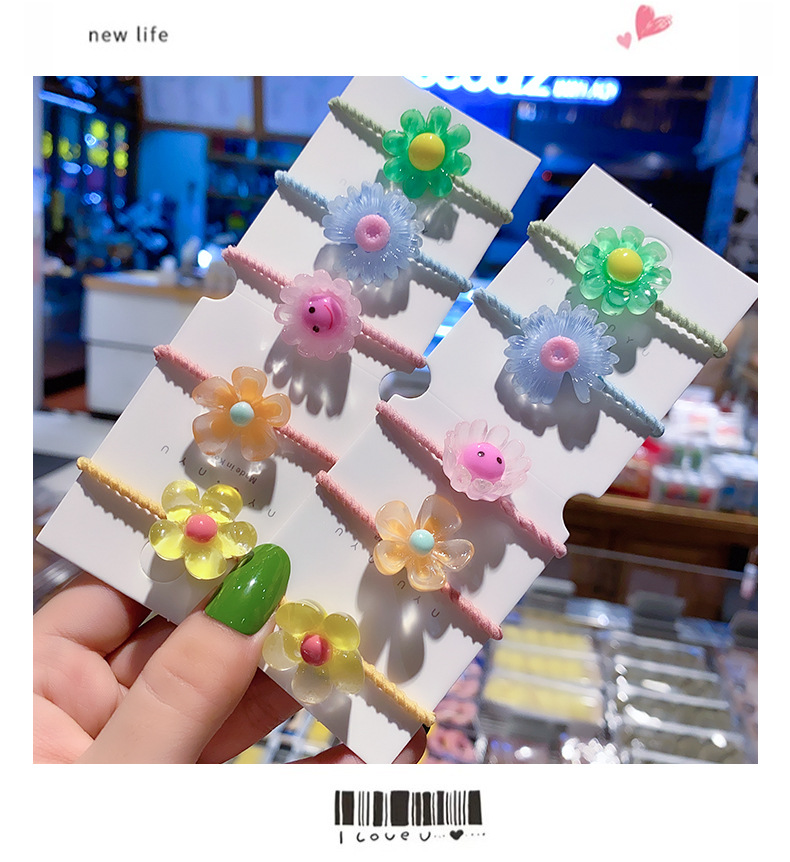 Korean Children's Flower 10 Hair Ropes Hair Rope Set Baby Hair Tie Small Rubber Band Hair Accessories Girl Princess Cartoon