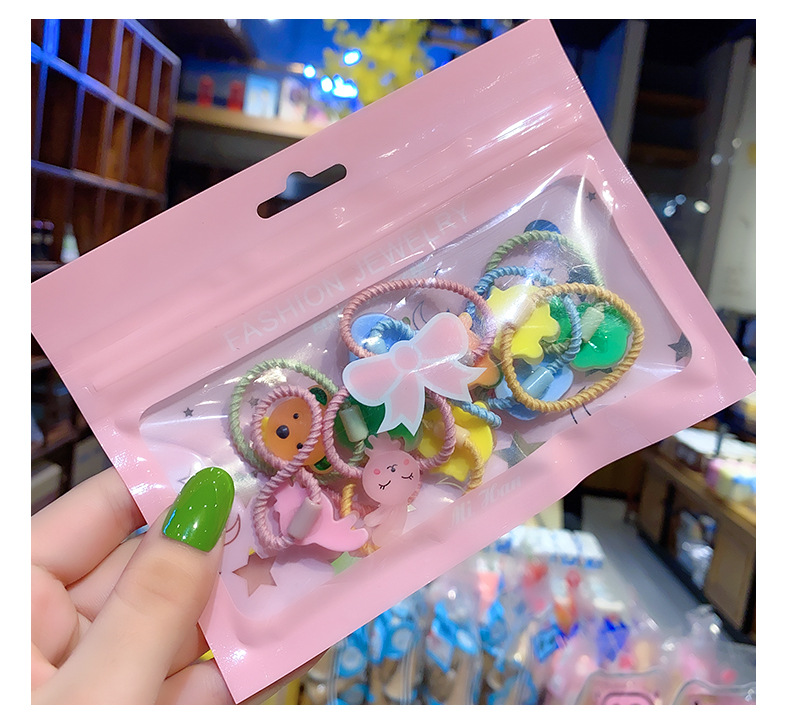 Korean Children's Flower 10 Hair Ropes Hair Rope Set Baby Hair Tie Small Rubber Band Hair Accessories Girl Princess Cartoon