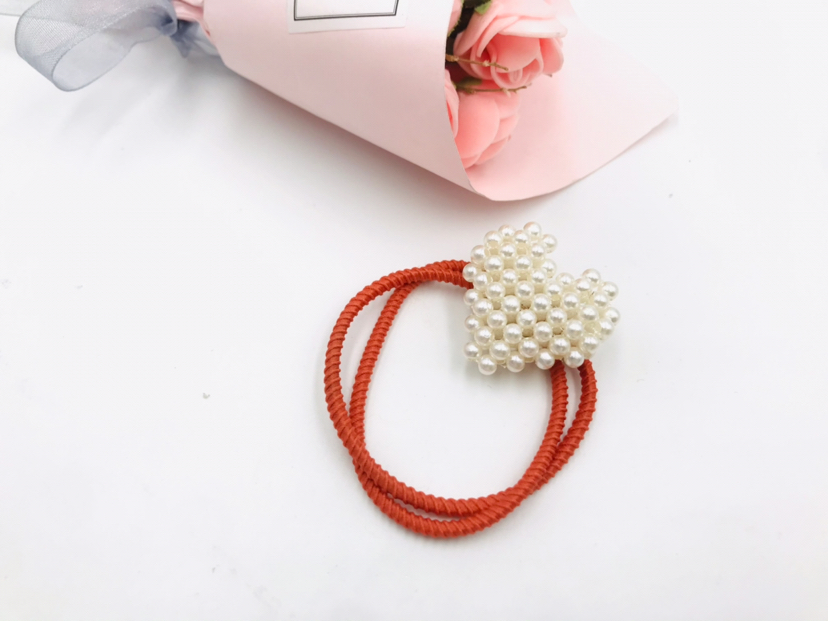 Pearl Crystal Colorful Ropes Hair Ring Hair Rope Headband Hair Accessories Rubber Band Head Tie Student Children Three-Dimensional Headdress Flower Headwear