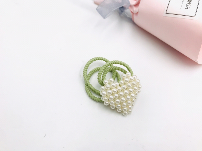 Pearl Crystal Colorful Ropes Hair Ring Hair Rope Headband Hair Accessories Rubber Band Head Tie Student Children Three-Dimensional Headdress Flower Headwear