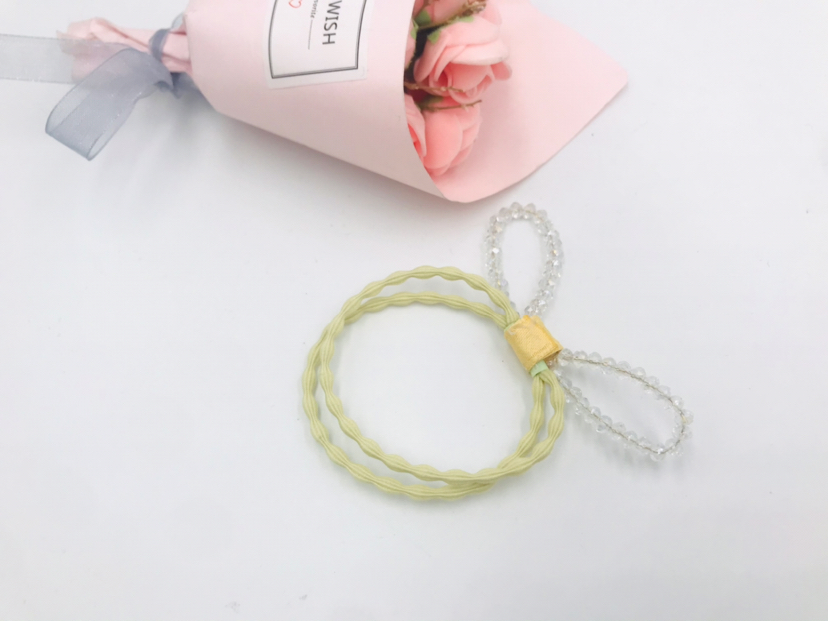 Pearl Crystal Colorful Ropes Hair Ring Hair Rope Headband Hair Accessories Rubber Band Head Tie Student Children Three-Dimensional Headdress Flower Headwear